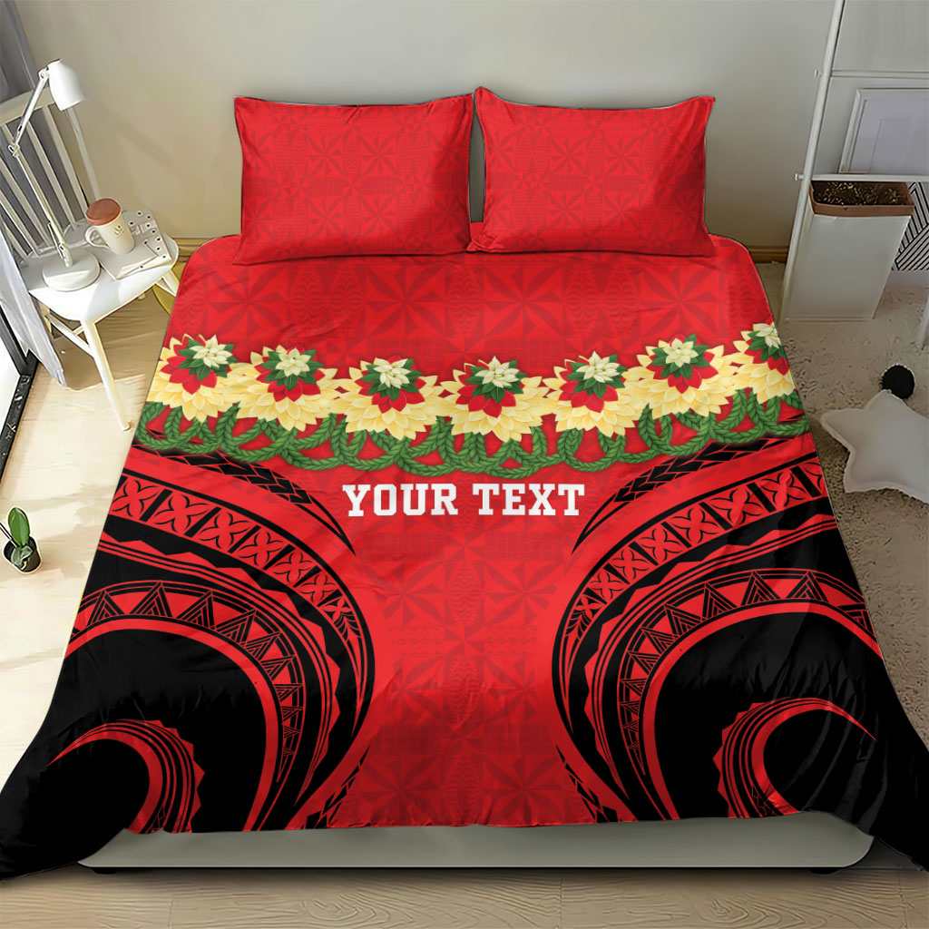 Personalised Red Tonga Ngatu Kahoa Lei Bedding Set LT14 - Polynesian Pride