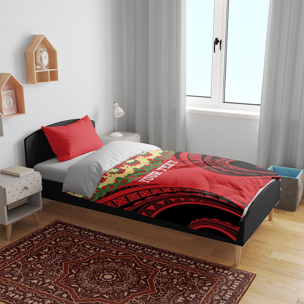 Personalised Red Tonga Ngatu Kahoa Lei Bedding Set LT14 - Polynesian Pride