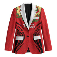 Personalised Red Tonga Ngatu Kahoa Lei Blazer LT14 Unisex Red - Polynesian Pride