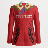 Personalised Red Tonga Ngatu Kahoa Lei Blazer LT14 - Polynesian Pride