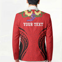Personalised Red Tonga Ngatu Kahoa Lei Blazer LT14 - Polynesian Pride