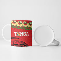 Personalised Red Tonga Ngatu Kahoa Lei Ceramic Mug LT14 - Polynesian Pride