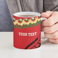 Personalised Red Tonga Ngatu Kahoa Lei Ceramic Mug LT14 - Polynesian Pride