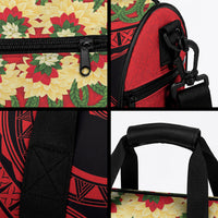 Personalised Red Tonga Ngatu Kahoa Lei Duffle Bag LT14 - Polynesian Pride