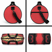 Personalised Red Tonga Ngatu Kahoa Lei Duffle Bag LT14 - Polynesian Pride