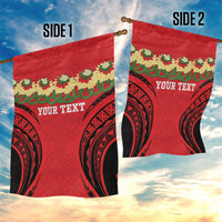 Personalised Red Tonga Ngatu Kahoa Lei Garden Flag LT14 - Polynesian Pride