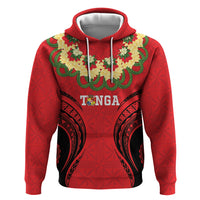 Personalised Red Tonga Ngatu Kahoa Lei Hoodie LT14 Pullover Hoodie Red - Polynesian Pride