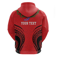 Personalised Red Tonga Ngatu Kahoa Lei Hoodie LT14 - Polynesian Pride