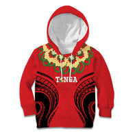 Personalised Red Tonga Ngatu Kahoa Lei Kid Hoodie LT14 Hoodie Red - Polynesian Pride