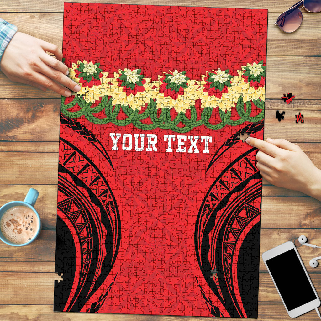 Personalised Red Tonga Ngatu Kahoa Lei Puzzle LT14 Red - Polynesian Pride