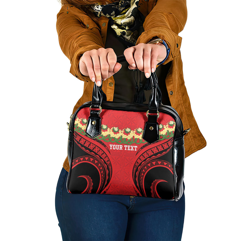 Personalised Red Tonga Ngatu Kahoa Lei Shoulder Handbag