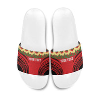 Personalised Red Tonga Ngatu Kahoa Lei Slide Sandals LT14 Red - Polynesian Pride