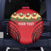 Personalised Red Tonga Ngatu Kahoa Lei Spare Tire Cover LT14 No hole Red - Polynesian Pride