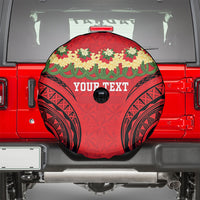 Personalised Red Tonga Ngatu Kahoa Lei Spare Tire Cover LT14 - Polynesian Pride