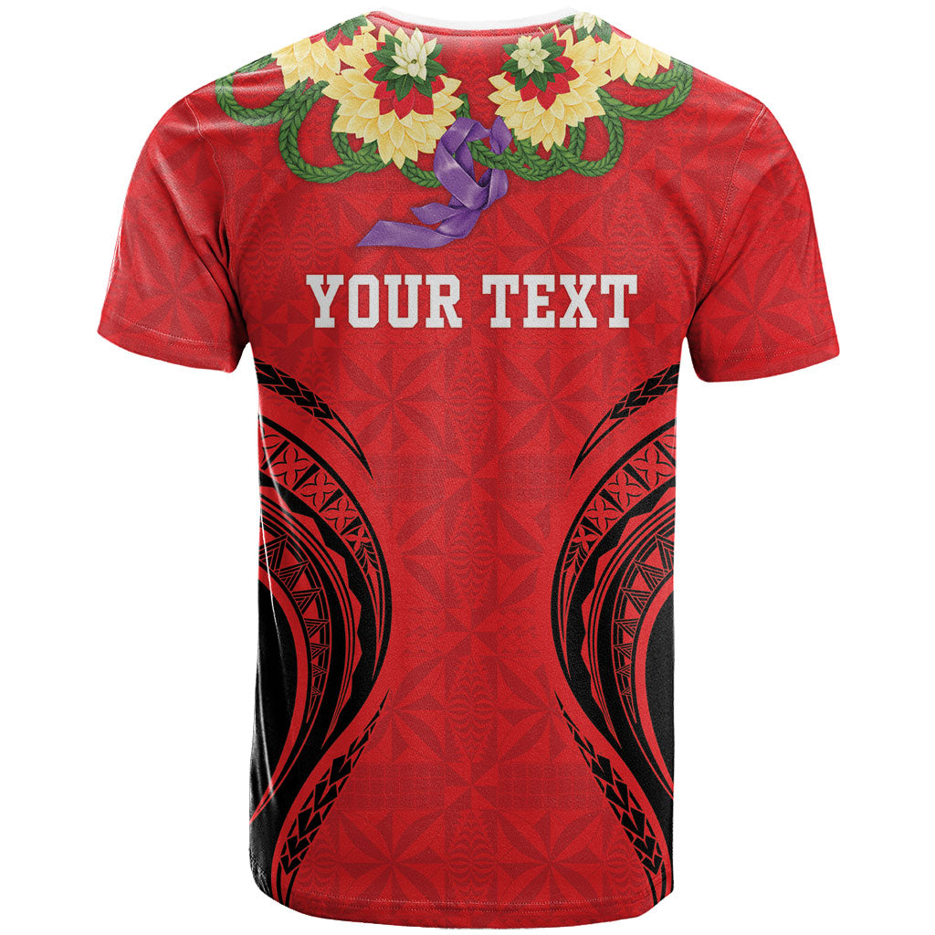 Personalised Red Tonga Ngatu Kahoa Lei T Shirt LT14 - Polynesian Pride