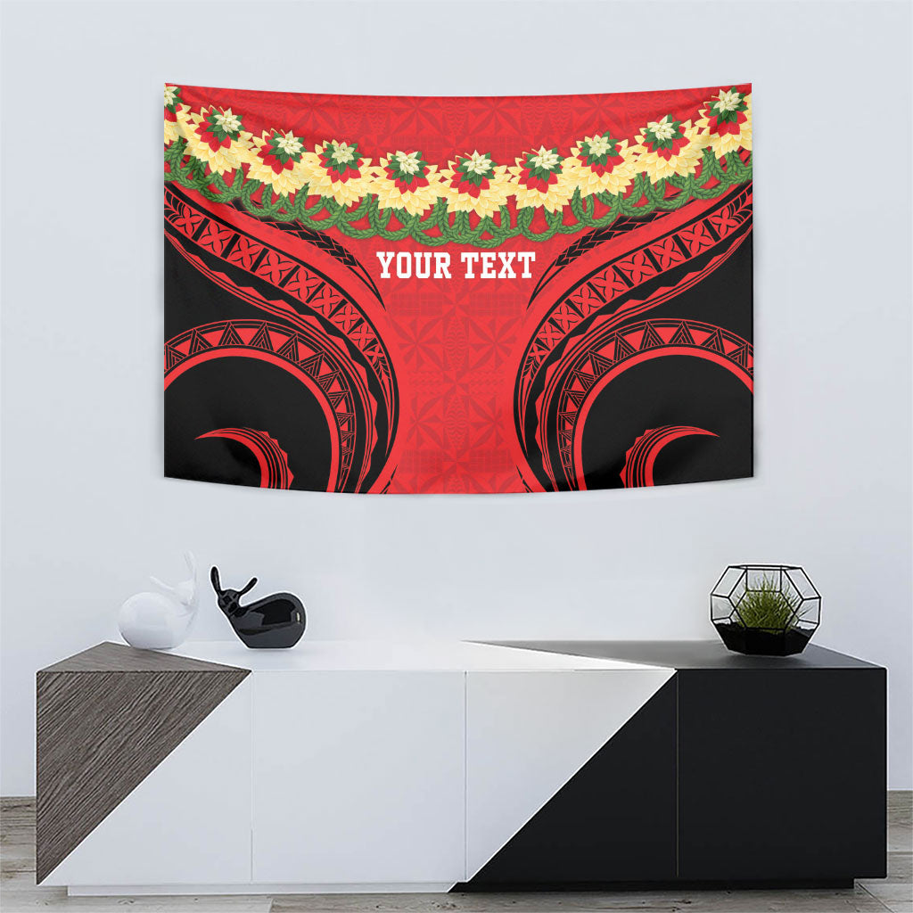 Personalised Red Tonga Ngatu Kahoa Lei Tapestry LT14 - Polynesian Pride