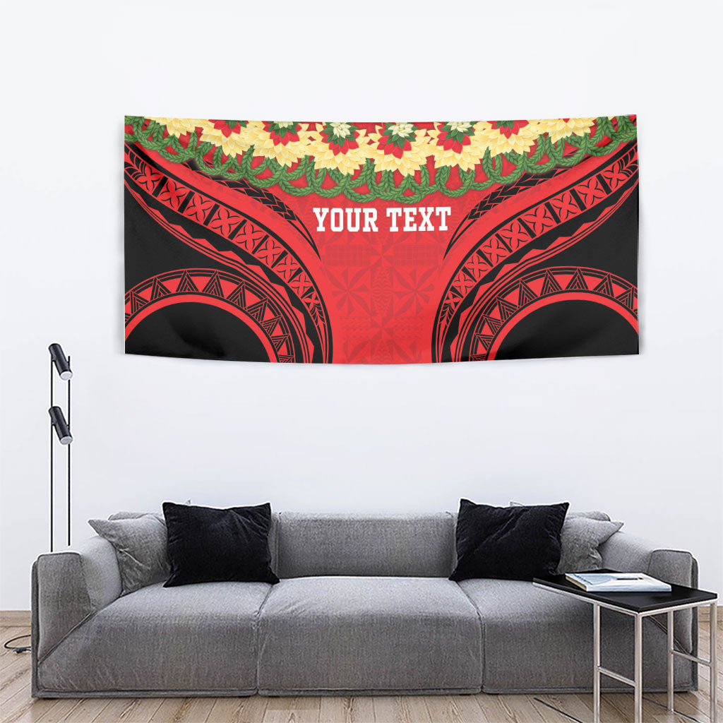 Personalised Red Tonga Ngatu Kahoa Lei Tapestry LT14 - Polynesian Pride