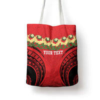 Personalised Red Tonga Ngatu Kahoa Lei Tote Bag LT14 - Polynesian Pride