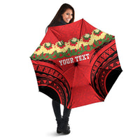 Personalised Red Tonga Ngatu Kahoa Lei Umbrella LT14 - Polynesian Pride