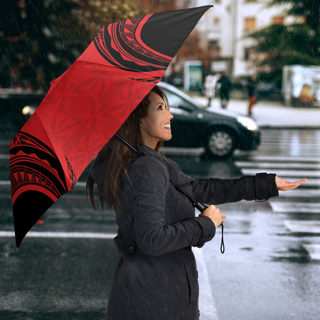 Personalised Red Tonga Ngatu Kahoa Lei Umbrella LT14 - Polynesian Pride