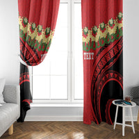 Personalised Red Tonga Ngatu Kahoa Lei Window Curtain LT14 - Polynesian Pride
