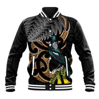 Aotearoa Kowhai Tui Bird Baseball Jacket Maori Ngaru With Silver Fern