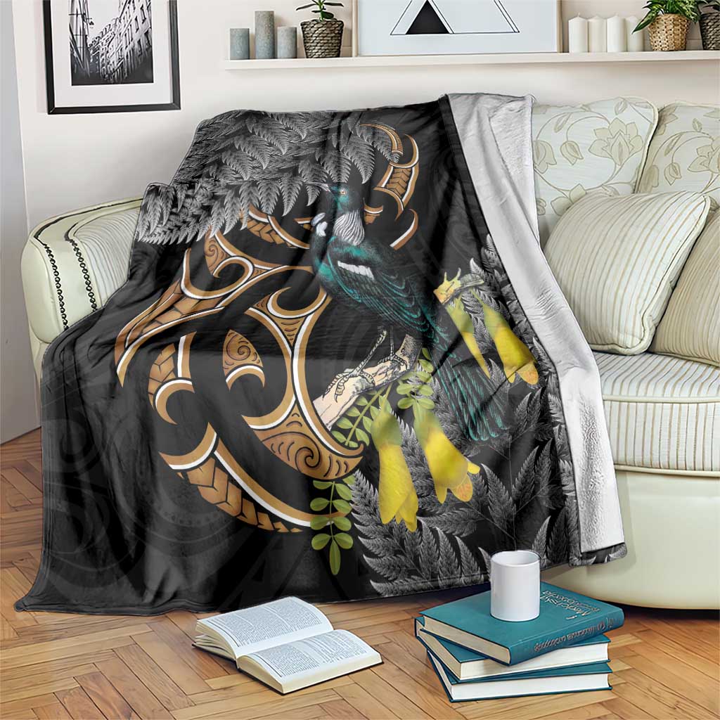 Aotearoa Kowhai Tui Bird Blanket Maori Ngaru With Silver Fern