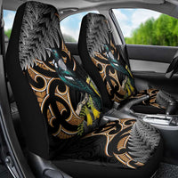 Aotearoa Kowhai Tui Bird Car Seat Cover Maori Ngaru With Silver Fern