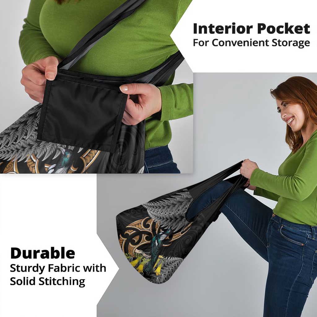 Aotearoa Kowhai Tui Bird Grocery Bag Maori Ngaru With Silver Fern