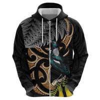 Aotearoa Kowhai Tui Bird Hoodie Maori Ngaru With Silver Fern