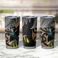 Aotearoa Kowhai Tui Bird Tumbler Cup Maori Ngaru With Silver Fern