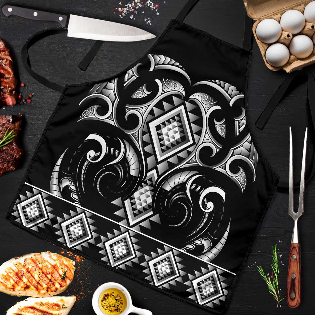 Black Ngaru Taniko With Aotearoa Maori Tattoo Apron - Polynesian Pride