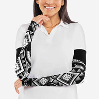 Black Ngaru Taniko With Aotearoa Maori Tattoo Arm Sleeves - Polynesian Pride