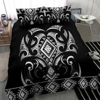 Black Ngaru Taniko With Aotearoa Maori Tattoo Bedding Set
