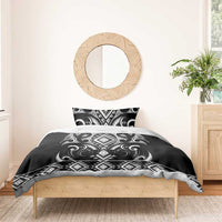 Black Ngaru Taniko With Aotearoa Maori Tattoo Bedding Set