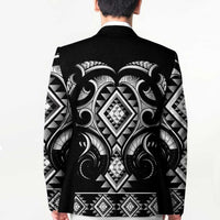 Black Ngaru Taniko With Aotearoa Maori Tattoo Blazer - Polynesian Pride