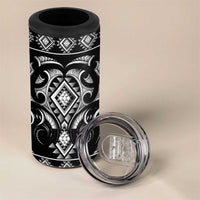 Black Ngaru Taniko With Aotearoa Maori Tattoo 4 in 1 Can Cooler Tumbler