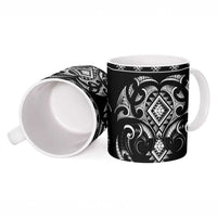 Black Ngaru Taniko With Aotearoa Maori Tattoo Ceramic Mug - Polynesian Pride