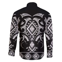 Black Ngaru Taniko With Aotearoa Maori Tattoo Family Matching Long Sleeve Bodycon Dress and Hawaiian Shirt LT14 - Polynesian Pride