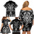 Black Ngaru Taniko With Aotearoa Maori Tattoo Family Matching Off Shoulder Short Dress and Hawaiian Shirt