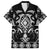 Black Ngaru Taniko With Aotearoa Maori Tattoo Family Matching Off Shoulder Short Dress and Hawaiian Shirt