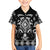 Black Ngaru Taniko With Aotearoa Maori Tattoo Family Matching Off Shoulder Short Dress and Hawaiian Shirt