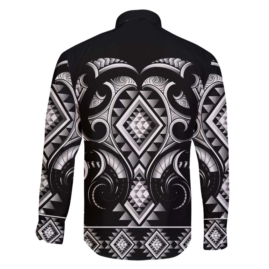 Black Ngaru Taniko With Aotearoa Maori Tattoo Family Matching Puletasi and Hawaiian Shirt LT14 - Polynesian Pride