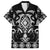 Black Ngaru Taniko With Aotearoa Maori Tattoo Family Matching Short Sleeve Bodycon Dress and Hawaiian Shirt