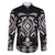 Black Ngaru Taniko With Aotearoa Maori Tattoo Family Matching Short Sleeve Bodycon Dress and Hawaiian Shirt