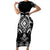 Black Ngaru Taniko With Aotearoa Maori Tattoo Family Matching Short Sleeve Bodycon Dress and Hawaiian Shirt
