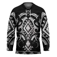 Black Ngaru Taniko With Aotearoa Maori Tattoo Hockey Jersey - Polynesian Pride