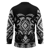 Black Ngaru Taniko With Aotearoa Maori Tattoo Hockey Jersey - Polynesian Pride