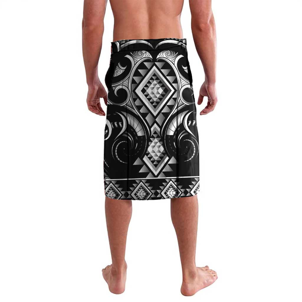 Black Ngaru Taniko With Aotearoa Maori Tattoo Lavalava