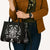 Black Ngaru Taniko With Aotearoa Maori Tattoo Leather Bag - Polynesian Pride